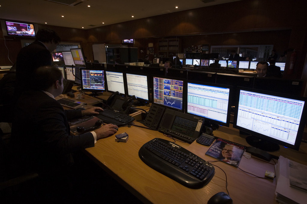 trading room in one of the largest private bank