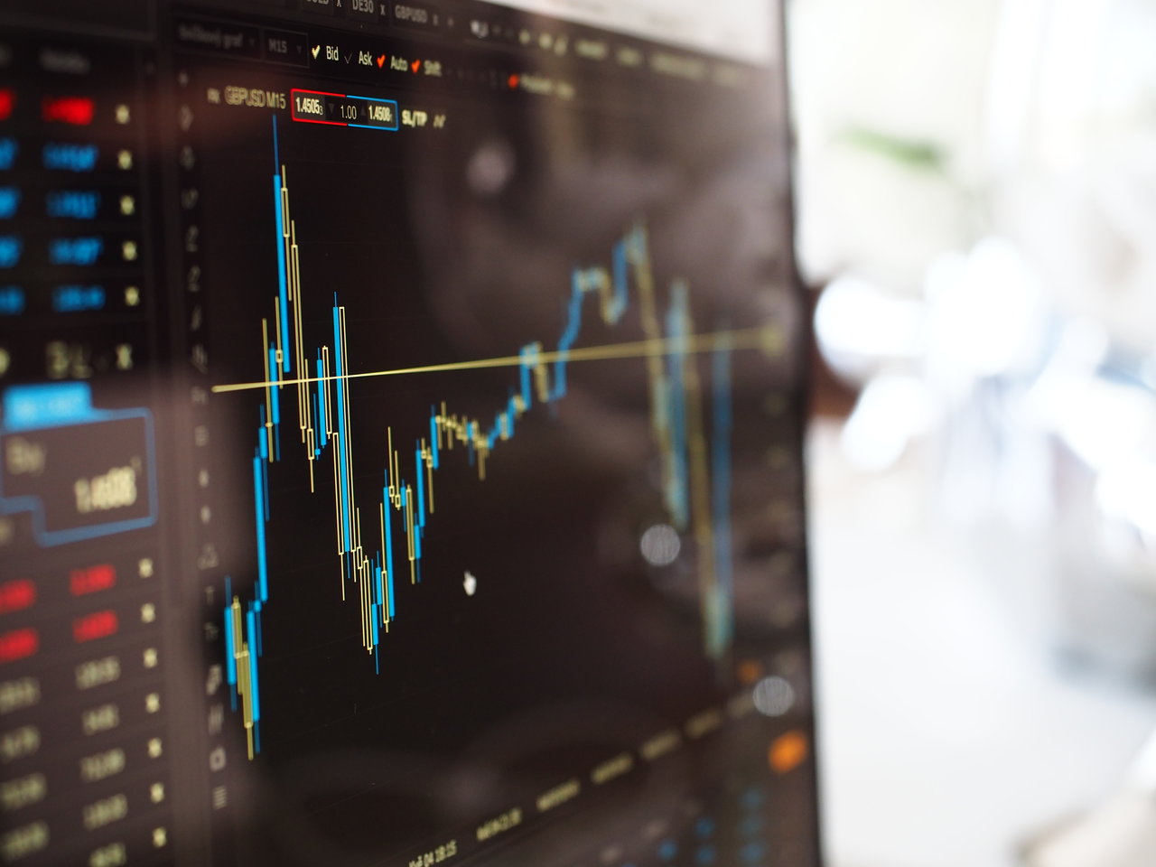 Close shot of the electronic forex platform.