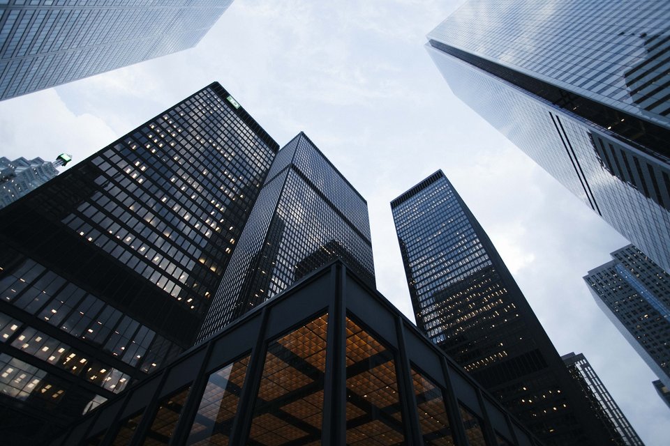 Tall buildings that represent global macro hedge fund.